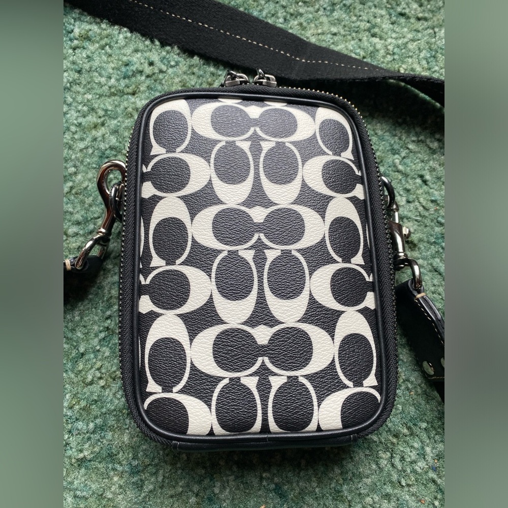 COACH CP193 Stanton Crossbody Signature Canvas & Leather Black/Chalk/Gunmetal